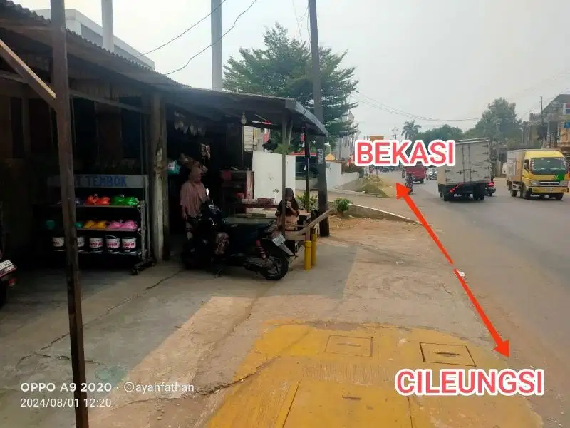 Jual Cepat Tanah Pinggir Jl Raya Cileungsi Bekasi exit Tol Kota Wisata