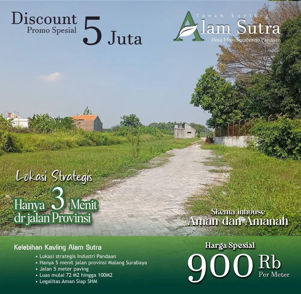 Tanah Kavling Murah di Pandaan: Hanya 900 Ribu per Meter