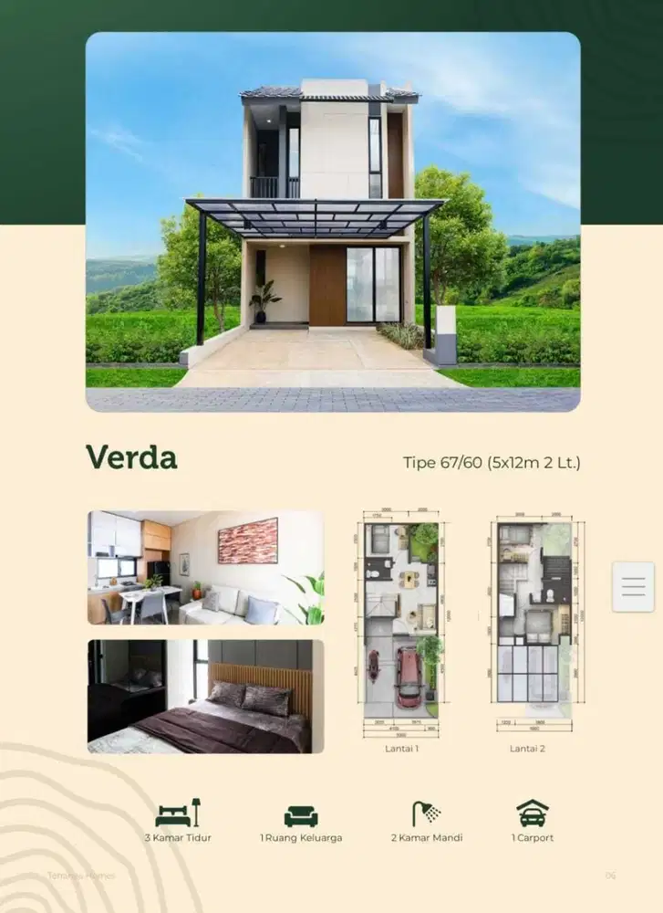 Hunian Dua Lantai Terranea Homes Goldland – Tipe Verda 67/60 (5x12m)