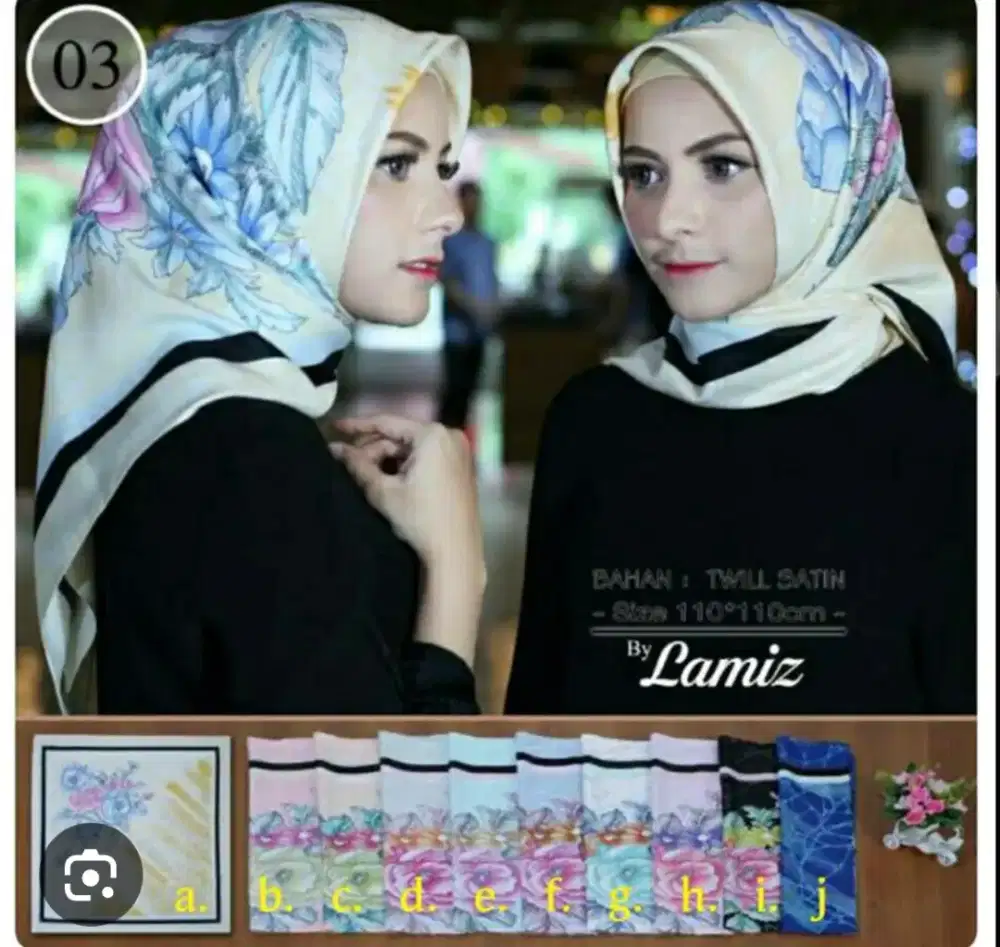 Jilbab Satin segi empat  merk Lamiz