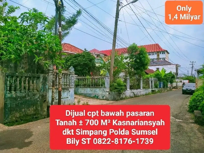 Tanah ±700 Simpang Polda & RSU Sriwijaya Murah Palembang Hotel