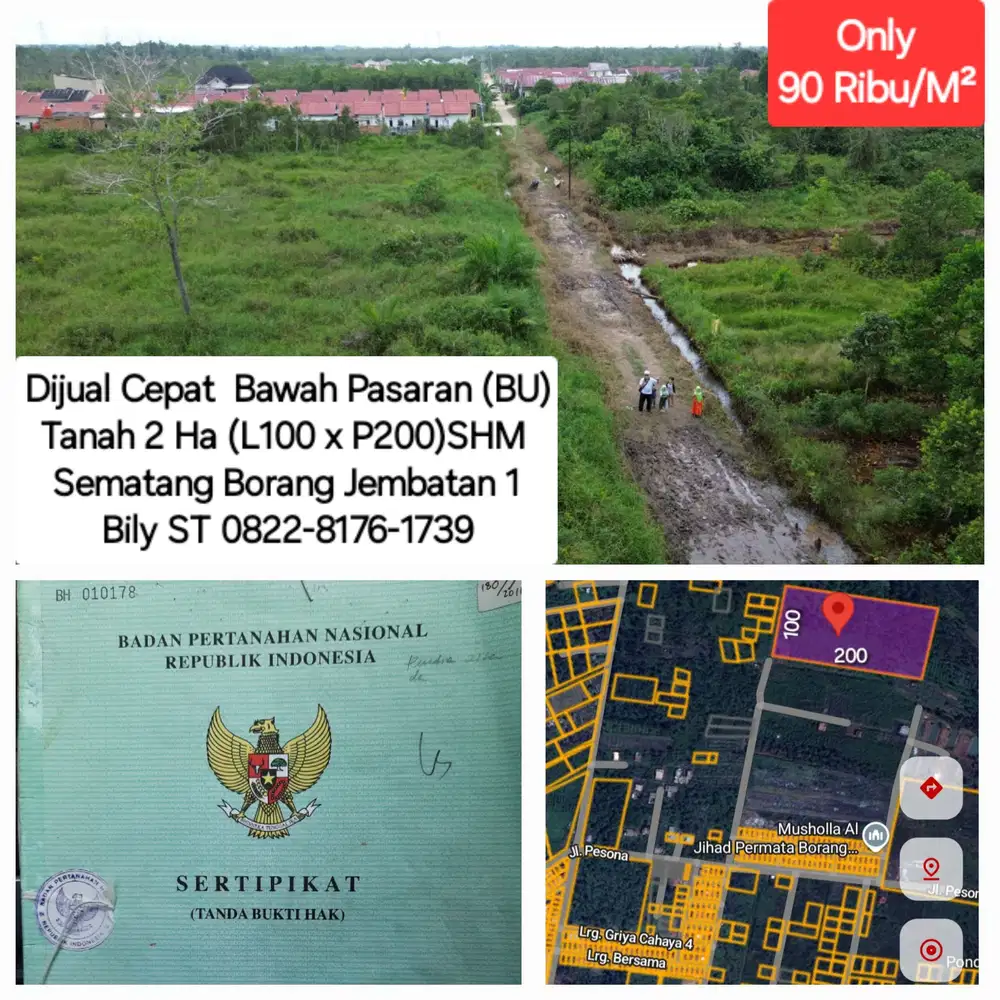 Tanah ± 2 Ha Borang SHM murah Palembang perumahan
