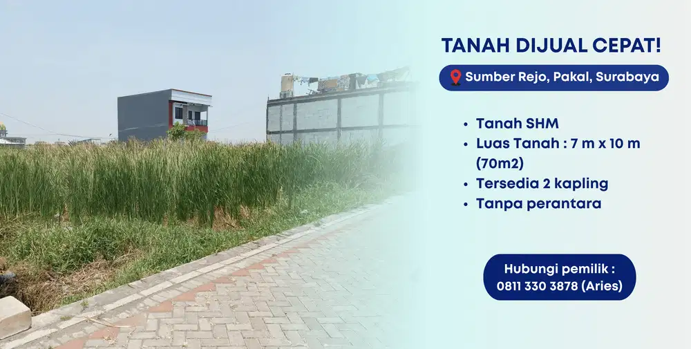 JUAL TANAH SHM MURAH SURABAYA BARAT PAKAL TANPA PERANTARA