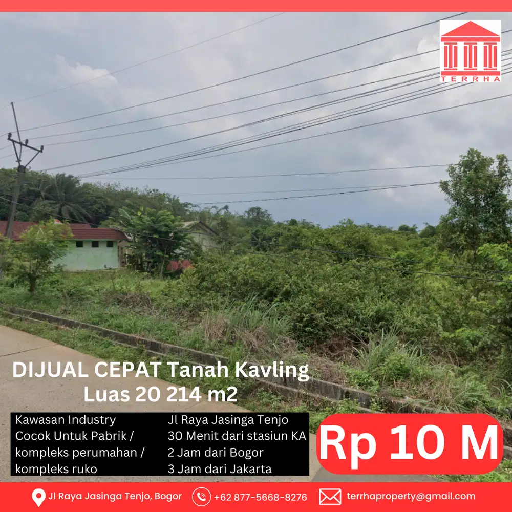 DIJUAL CEPAT Tanah Kavling Industrial Jl Raya Jasinga Tenjo