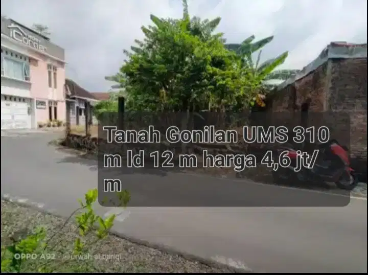 Dijual Tanah Di Gonilan Dekat kampus UMS