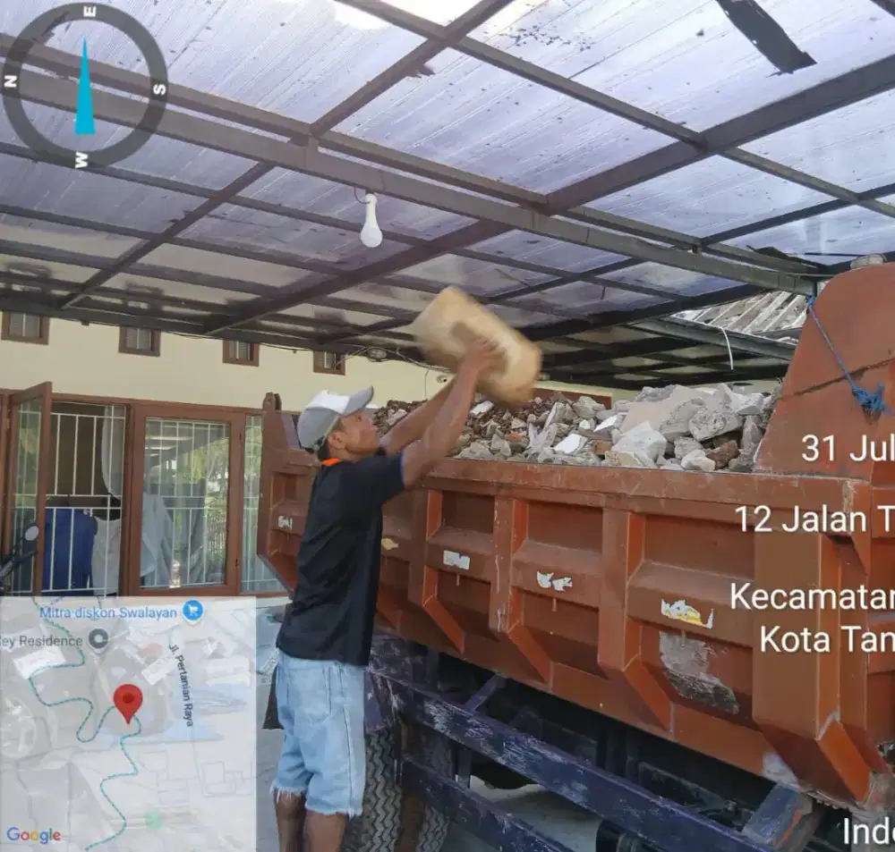 Jasa buang puing sampah proyek barang bekas dan jual urugan murah