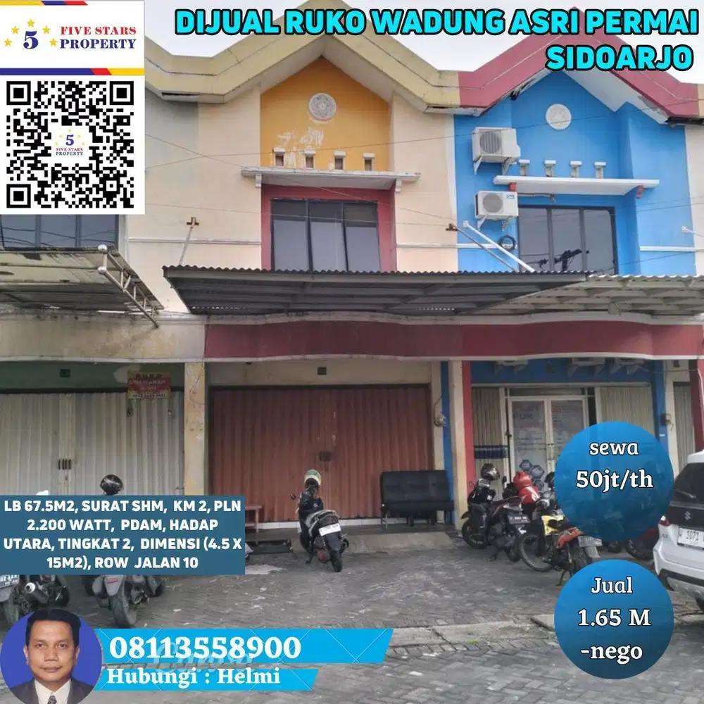 Dijual Ruko Wadung Asri Permai Sidoarjo