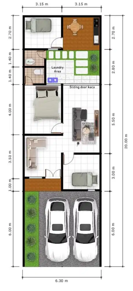 Rumah Skandinavian 3Kt 2Km Luas 126m2