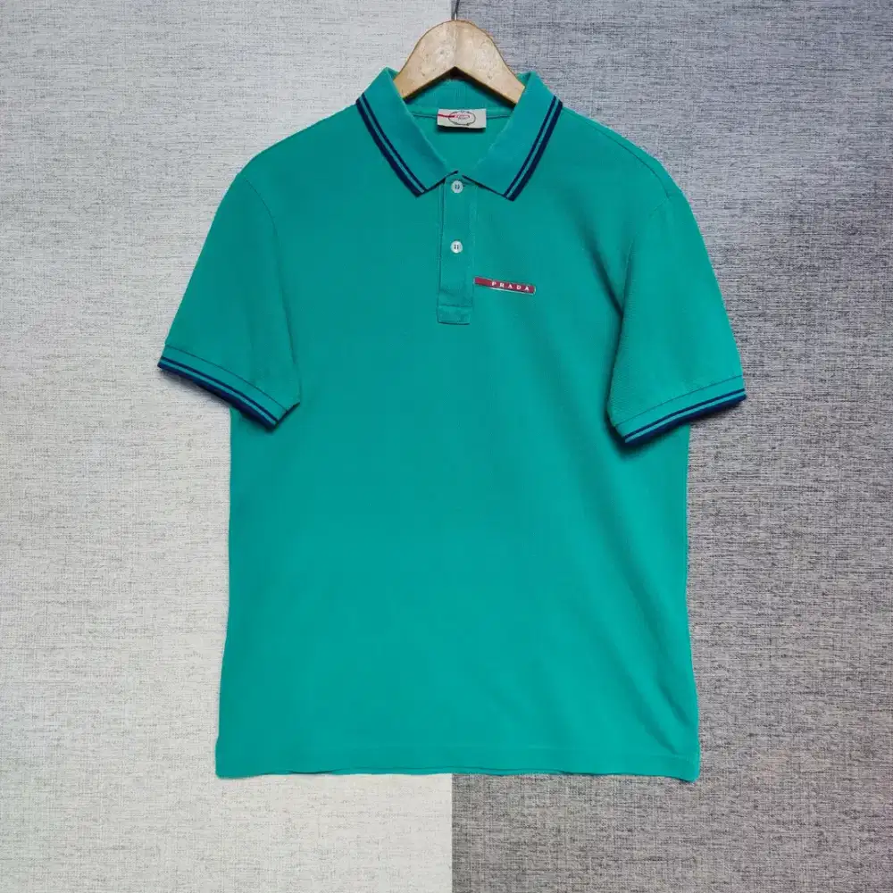 Kaos polo shirt Luxury PRADA twin tipped colour Tosca Size M