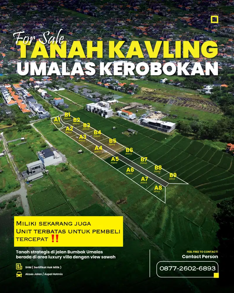 Tanah kavling umalas view sawah