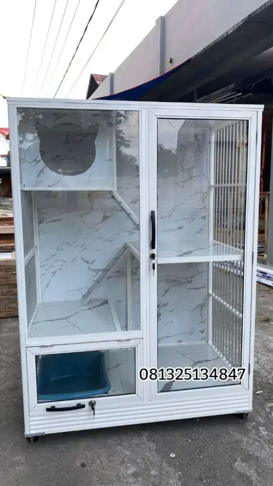KANDANG KUCING ALUMUNIUM MOTIF MARMER