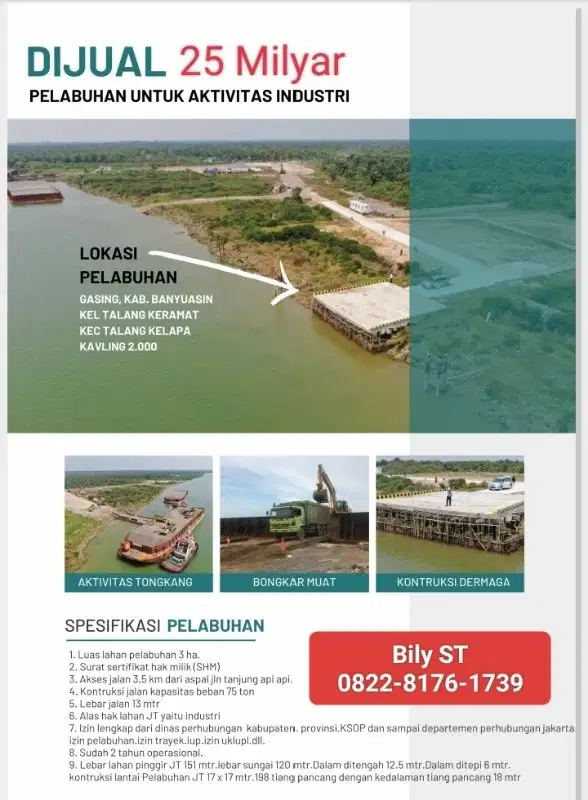 Dermaga 3 Ha Gasing TAA Tanjung api Murah palembang musi