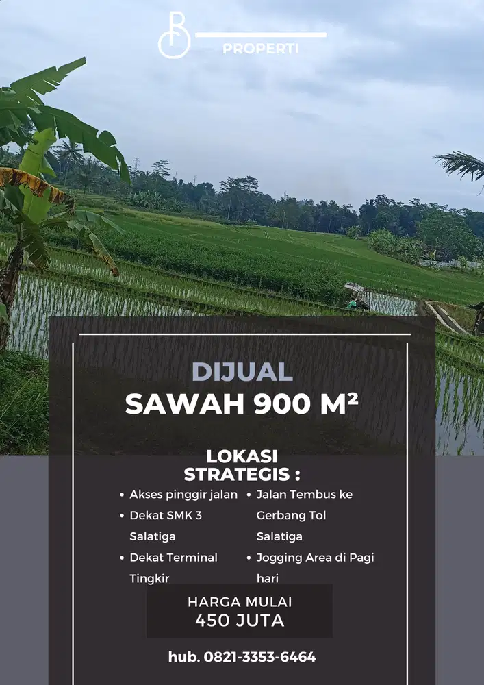 Sawah dengan pemandangan Gunung di Salatiga