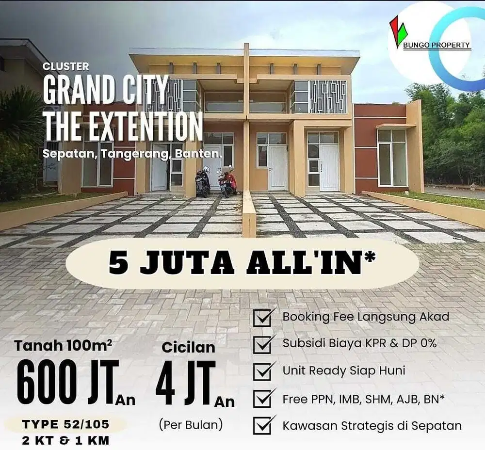 rumah ready stok dipusat kota sepatan bayar 5 juta grandcity extention