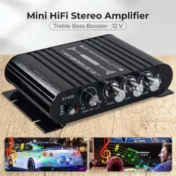 Mini HiFi Stereo Amplifier Treble Bass Booster 12V