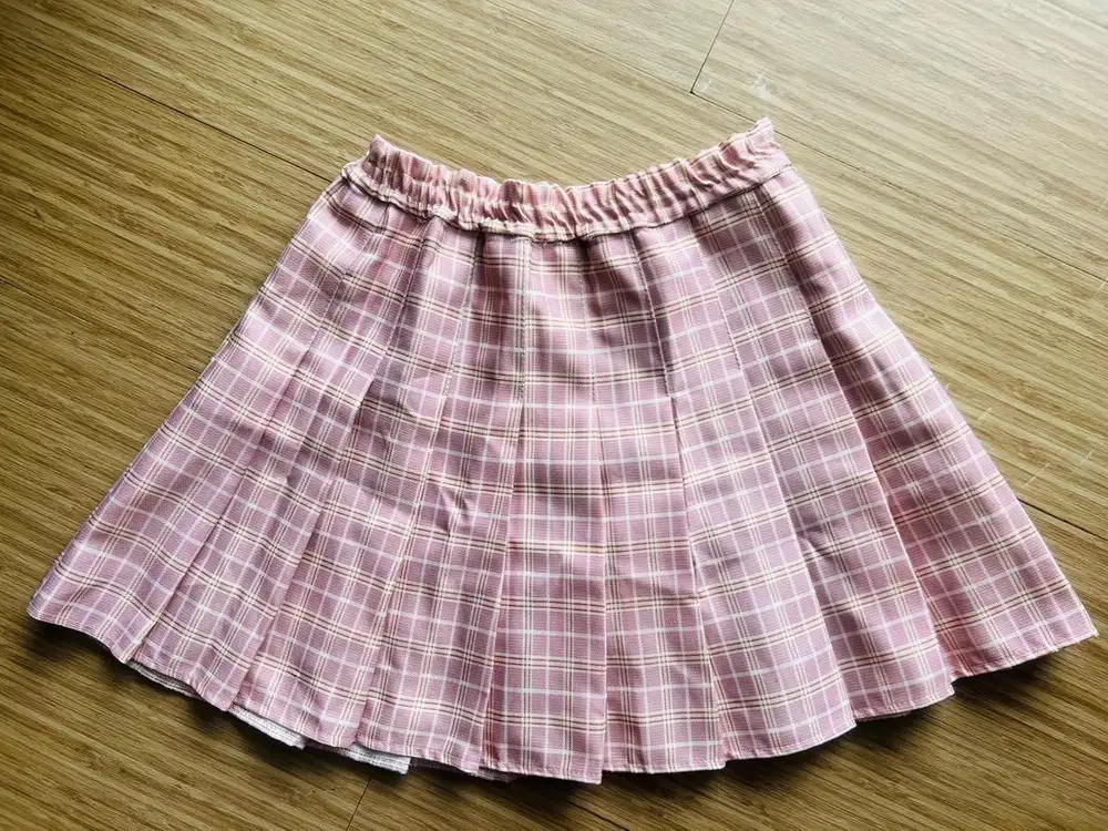 Tartan Skirt/Rok Tartan/Mini Skirt/Rok Pendek Motif Garis Size XL PINK