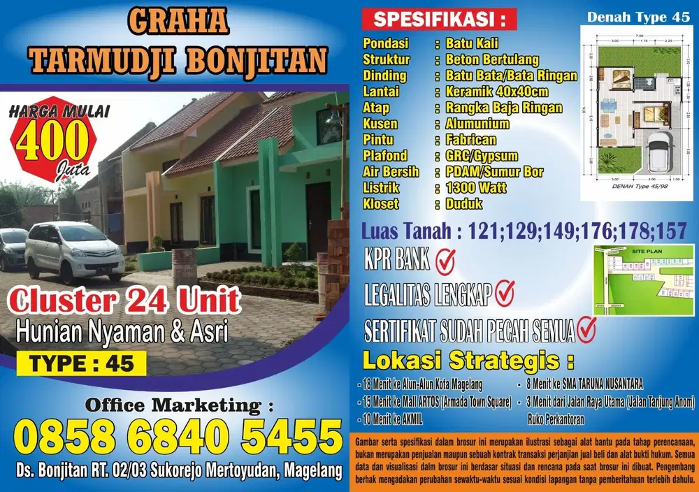 Rumah baru diJual murah, strategis dekat kota, bikin keluarga bahagia,senang, sehat selalu