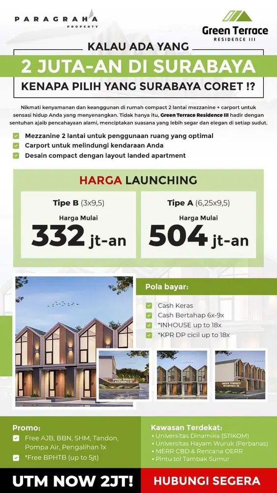 Jual Rumah dekat pintu tol, kurang dari 400juta di Rungkut, Surabaya