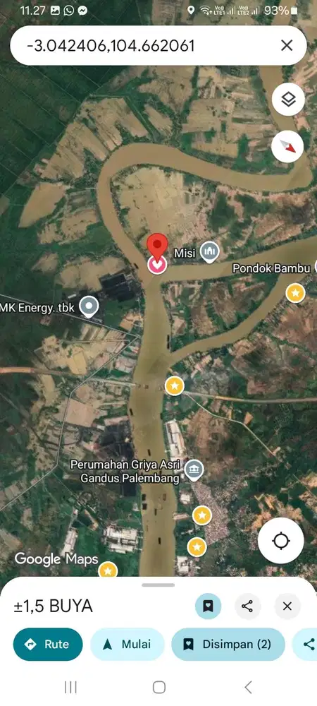 Dermaga 1,5 Ha Sungai Musi Tanah Murah Palembang Tongkang Batu Bara