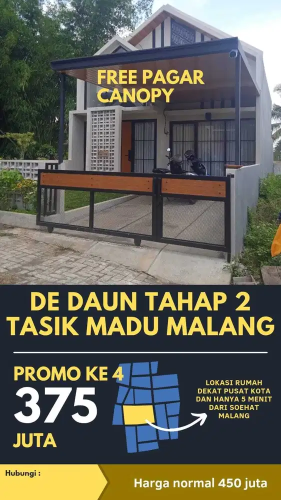 Hunian ditengah kota Malang De daun tahap 2 Lokasi tasik madu