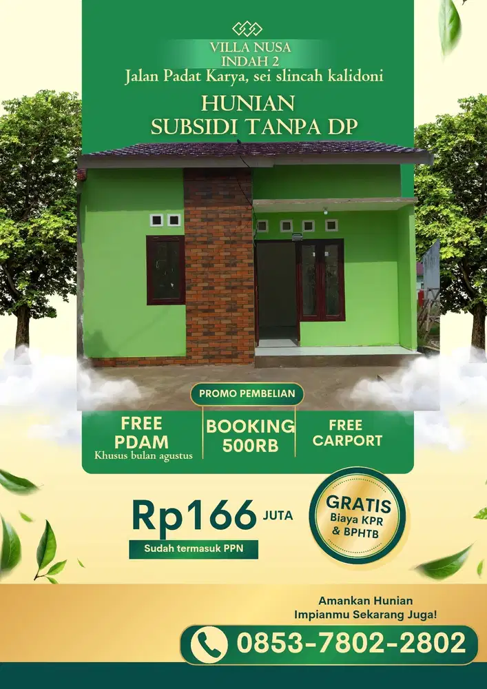 Promo bulan agustus, free pdam, dan free biaya-biaya