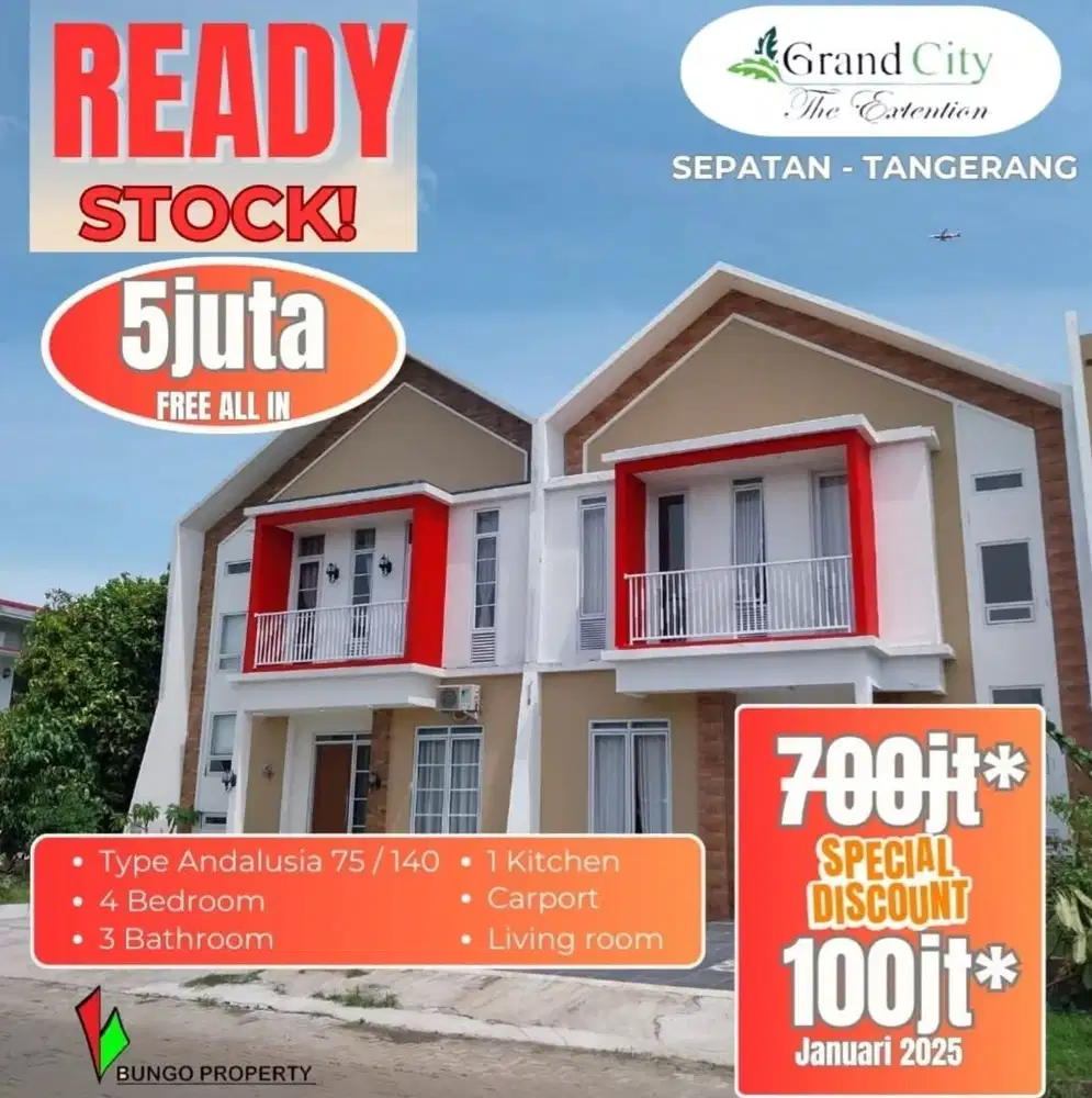 Rumah mewah sepatan 2 lantai dekat bandara soetta cluster grandcity