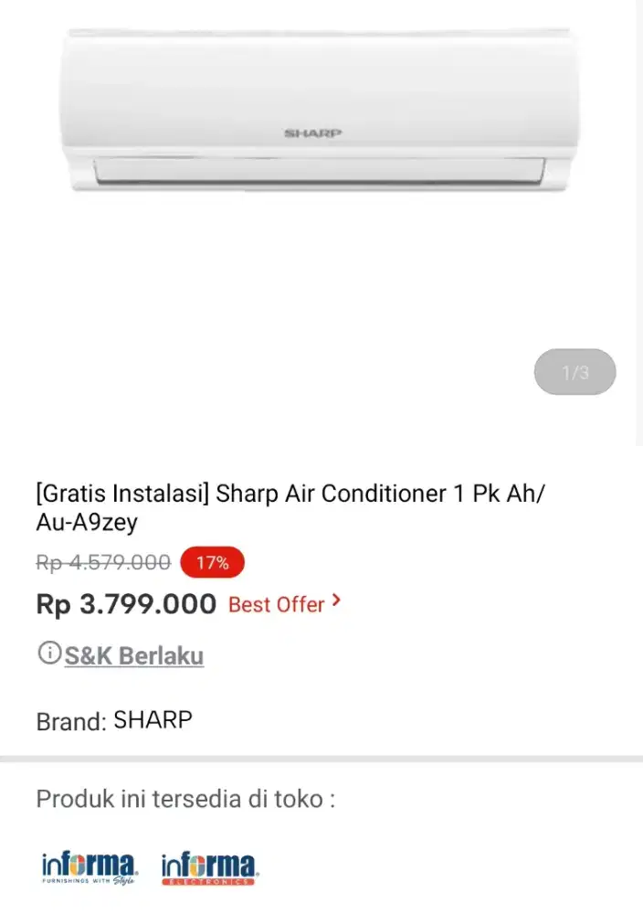 ac sharp 1 pk standar
