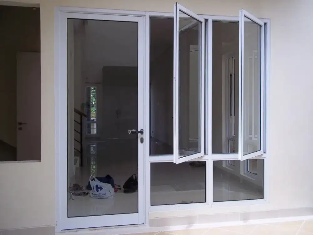 Kusen aluminium, canopy, pagar, teralis, realing tangga, kaca lukis