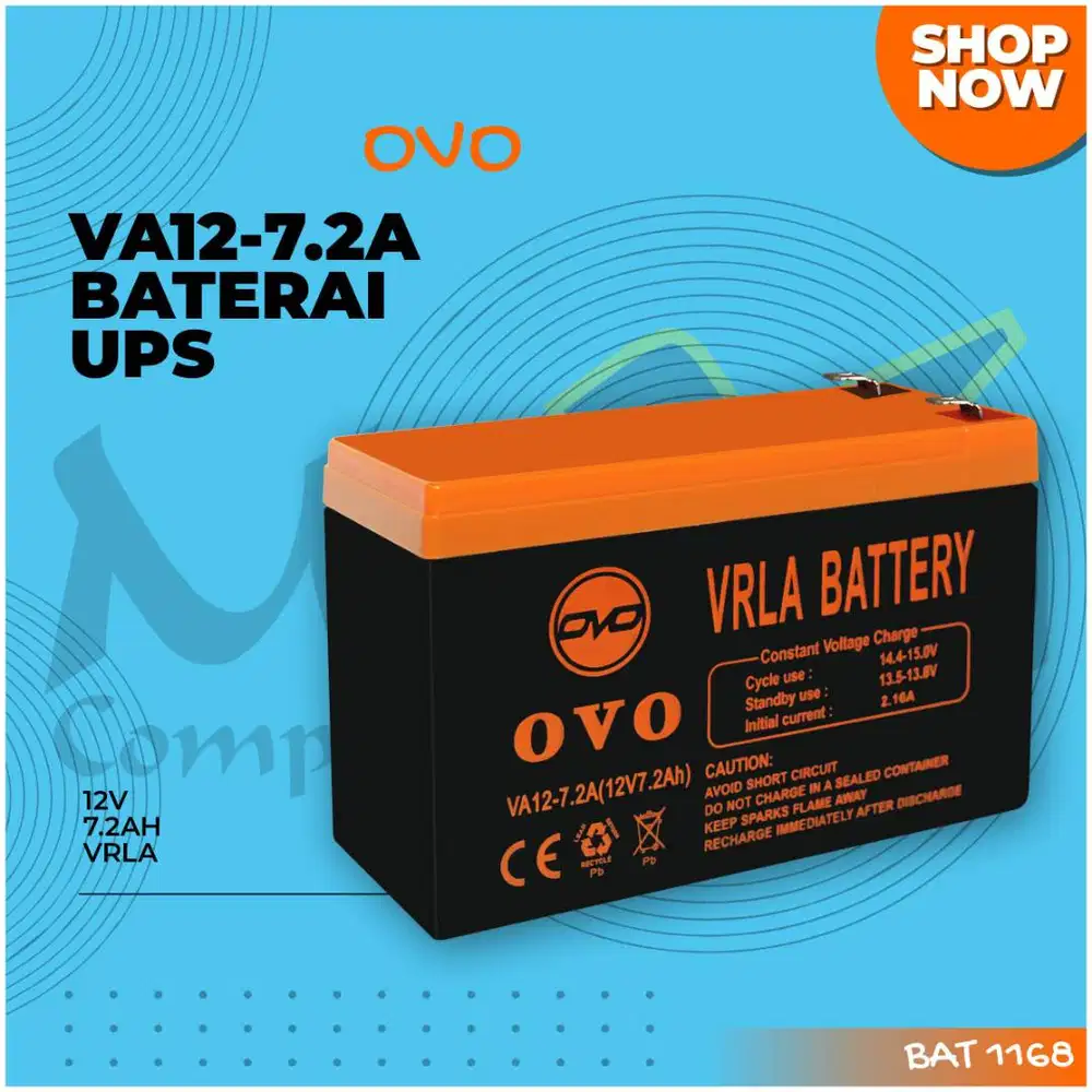 Baterai UPS OVO VA 12-7.2A VRLA Battery Aki Kering
