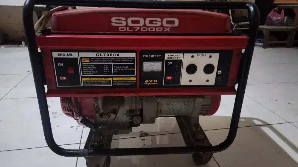 Generator Genset Sogo GL 7000X 8,1 kVA 6000 Watt Mesin Normal No Minus
