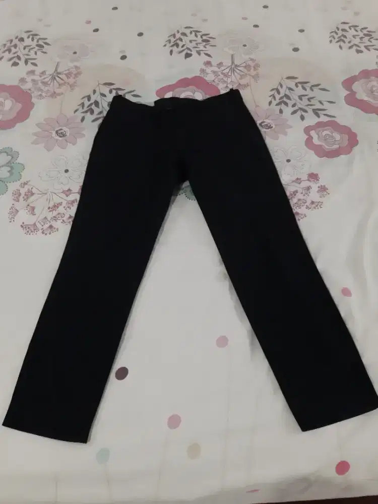 Celana Chino Hitam Ankle Pants Size 32 Blue Button Slim Fit Celana