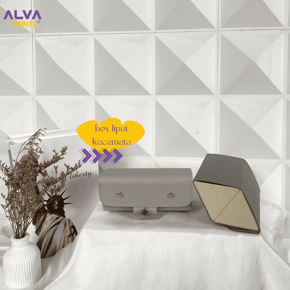 2/Slot Tempat Kacamata Lipat & Gantung 2 Kisi | Bahan Pu leather