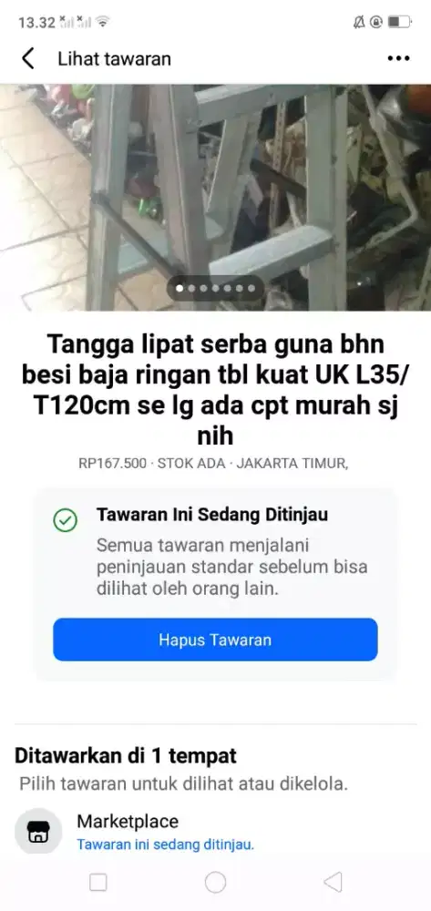 Tangga lipat serba guna bhn besi baja ringan kuat UK 1,2 m lbr 35cm