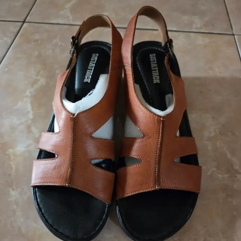 Sandal Wedges Brown Leather