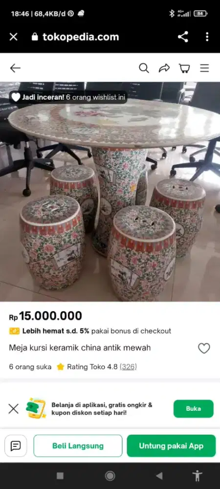 Meja makan keramik / guci