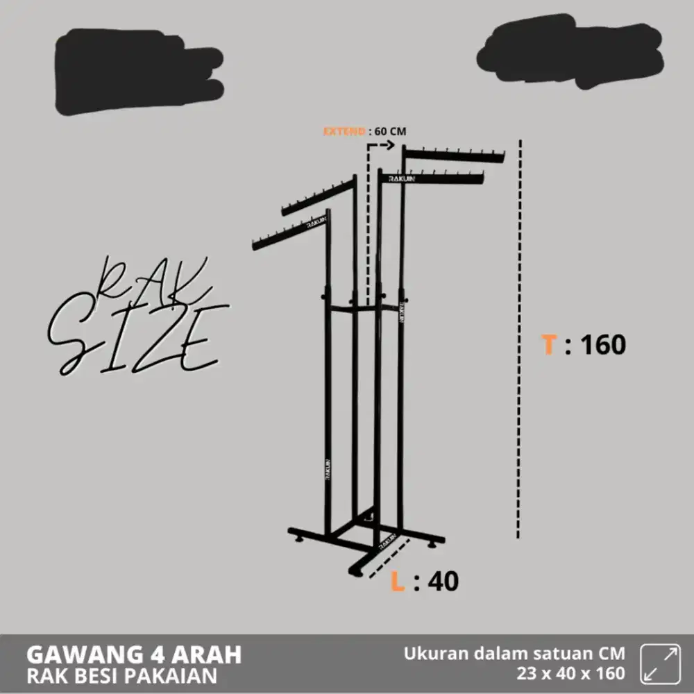 Jual rak display baju 4 arah