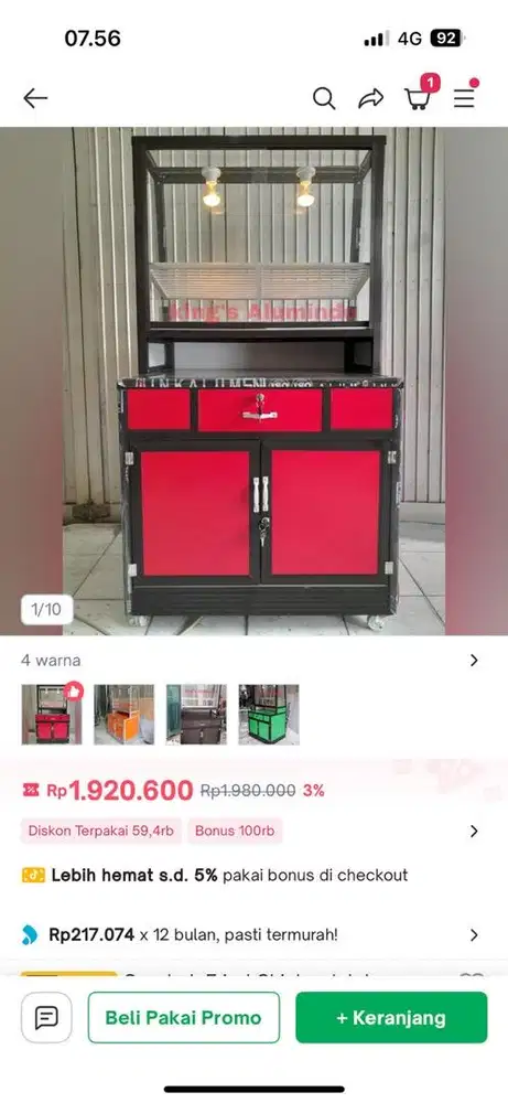 Gerobak alumunium jualan gorengan atau fried chiken