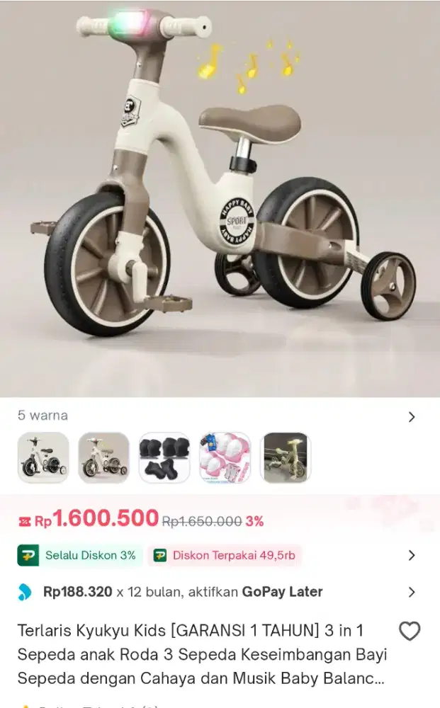 Sepeda Anak, Balance Bike, Kyukyu Kids second