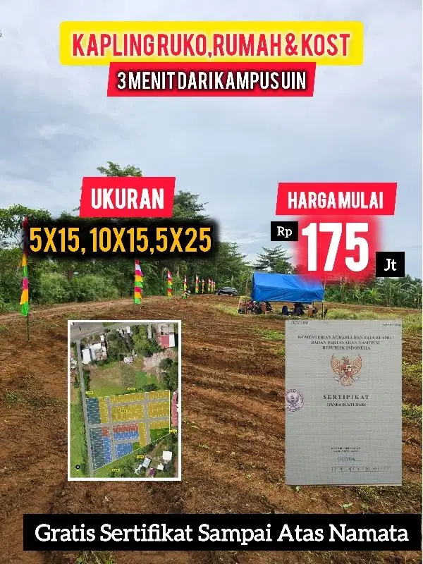 Kavling Hunian dan Kos-kosan dekat Kampus UIN SAMATA