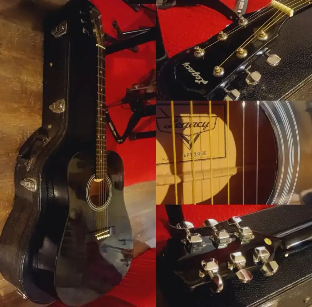 Gitar Akustik Legacy Original Made in China Full Black Macho Sangar