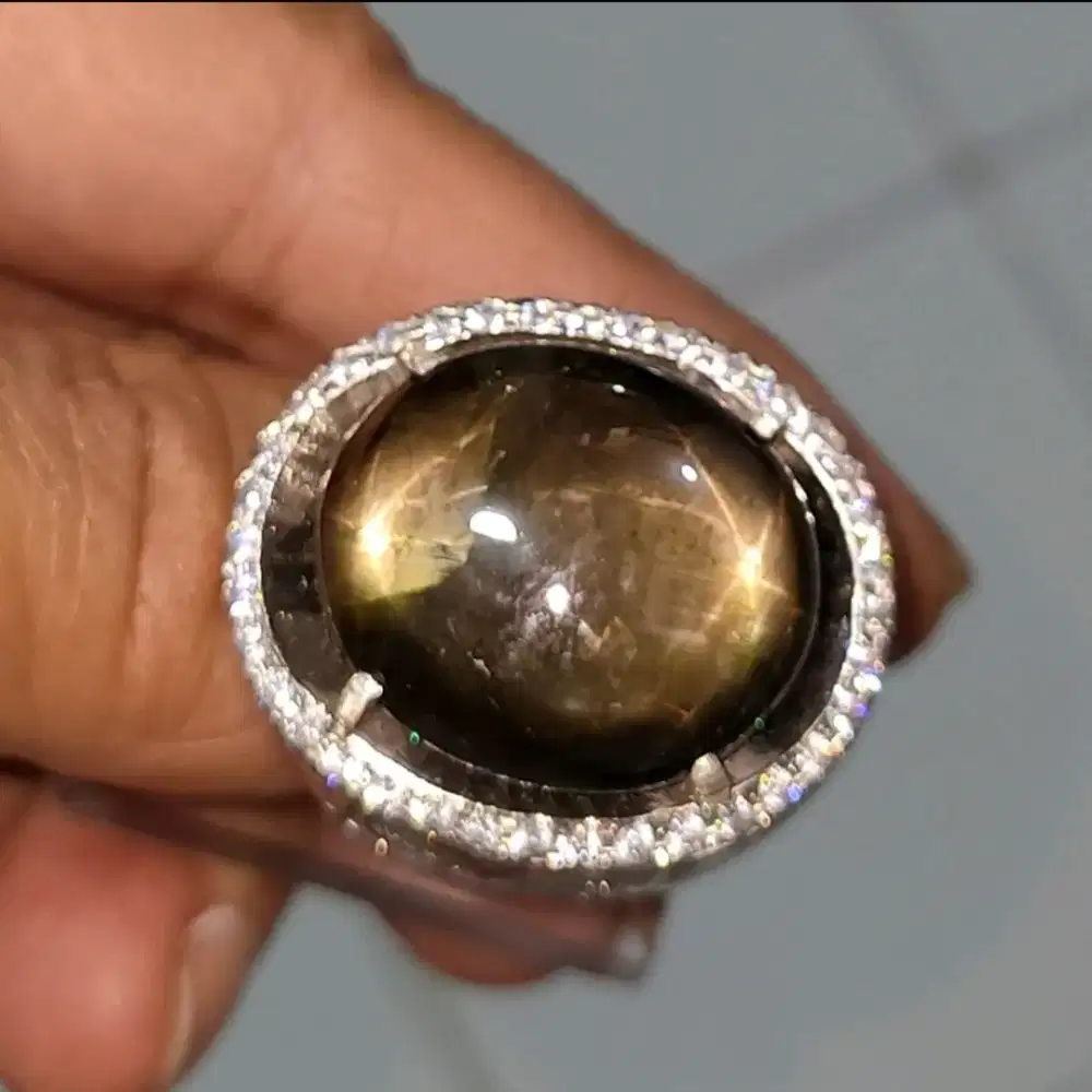 Natural Double Triple Stars Black Sapphire 47.65 Carat Memo Noheated