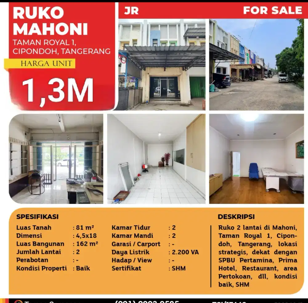 Dijual Ruko daerah taman royal