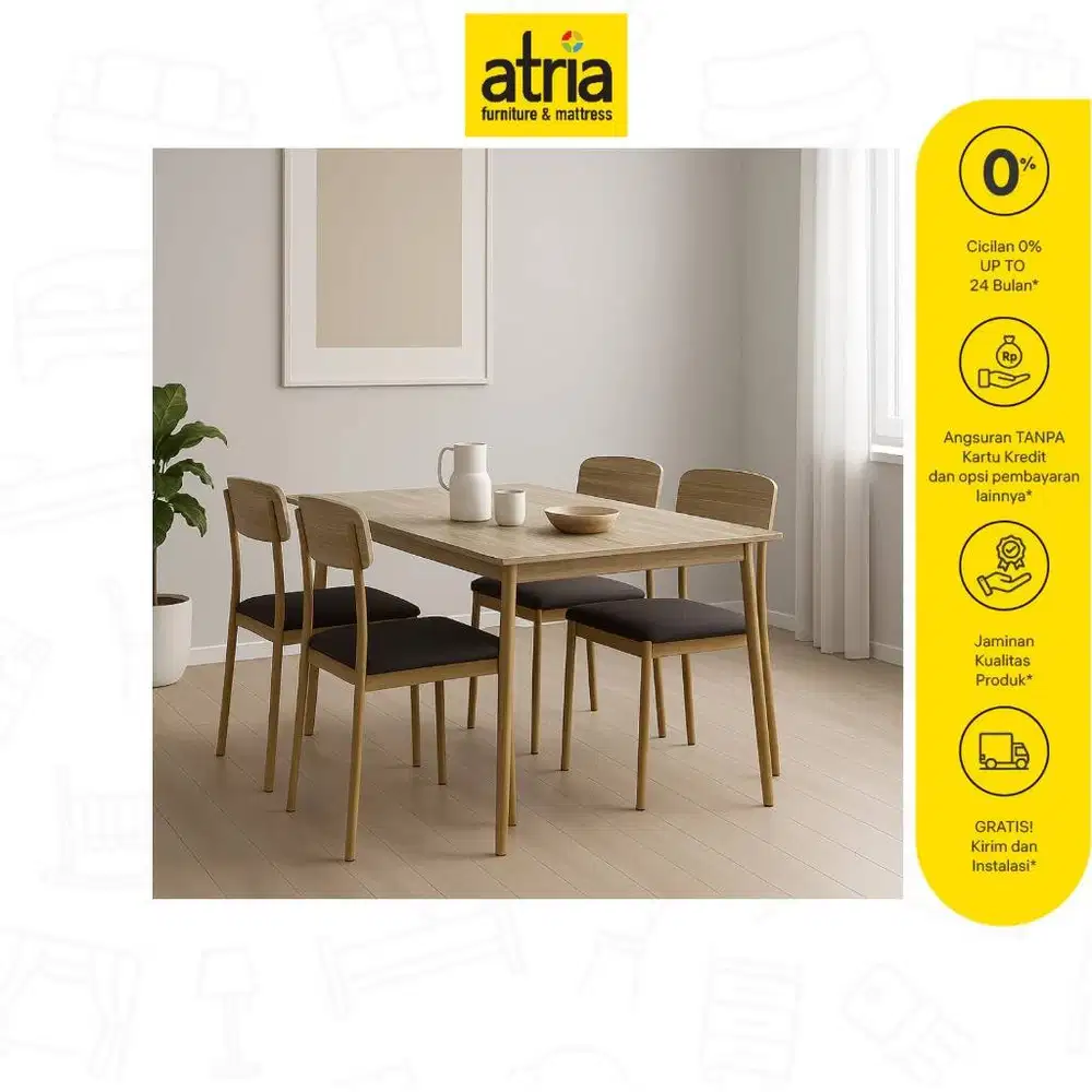 MEJA MAKAN 1 SET ( AMELIA BY ATRIA TASIKMALAYA )