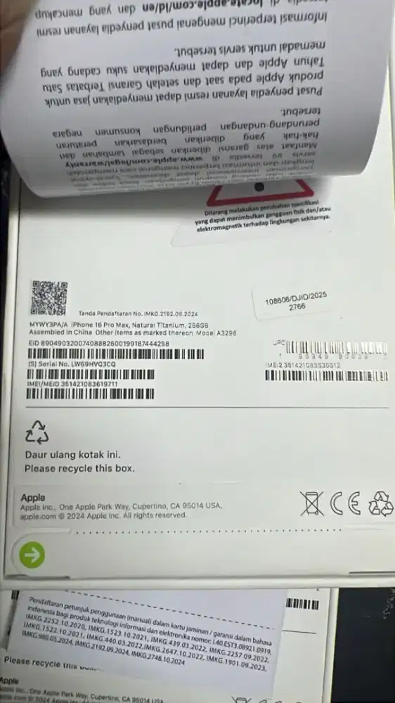 Jual/tt new iphone 16 promax 16 pro max 16promax  256gb resmi ibox