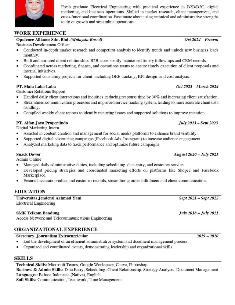 Cari kerja admin / buzdev / data analyst