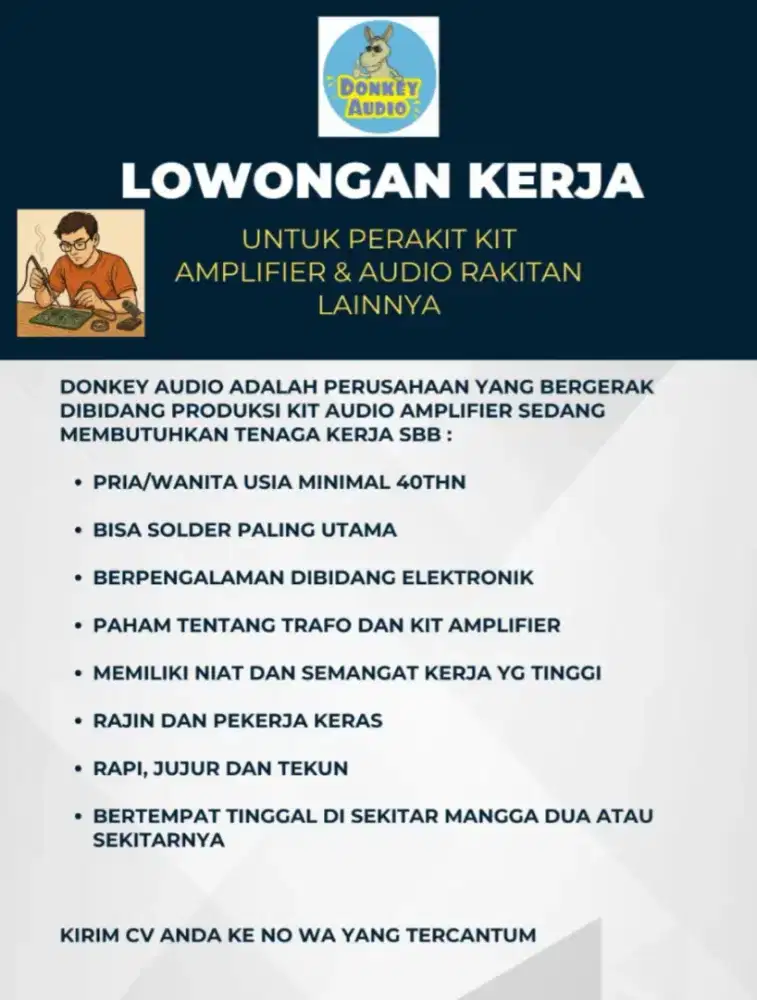 FREELANCETeknisi Elektronik - PERAKIT KIT AUDIO AMPLIFIER POWER SUPPLY