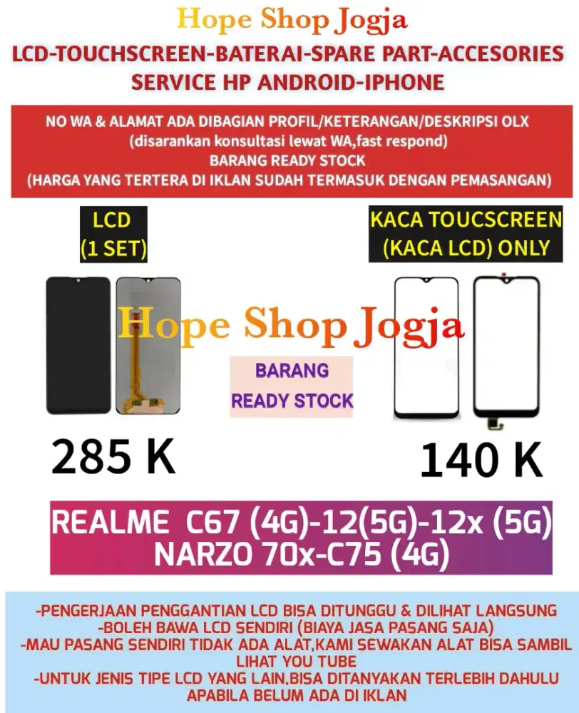 Baterai-LCD REALME  C67 (4G)-12(5G)-12x (5G)-NARZO 70x-C75 (4G)