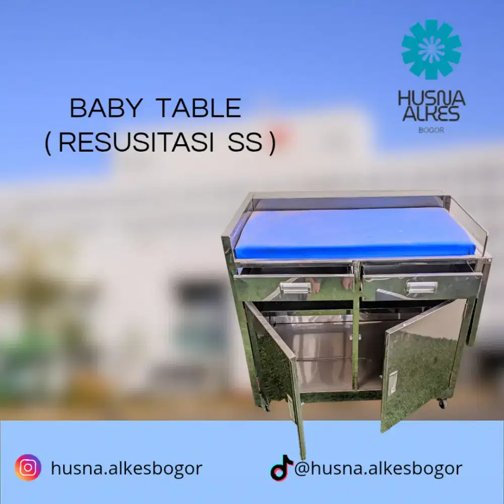 Baby Table Resusitasi Stainless + Lampu