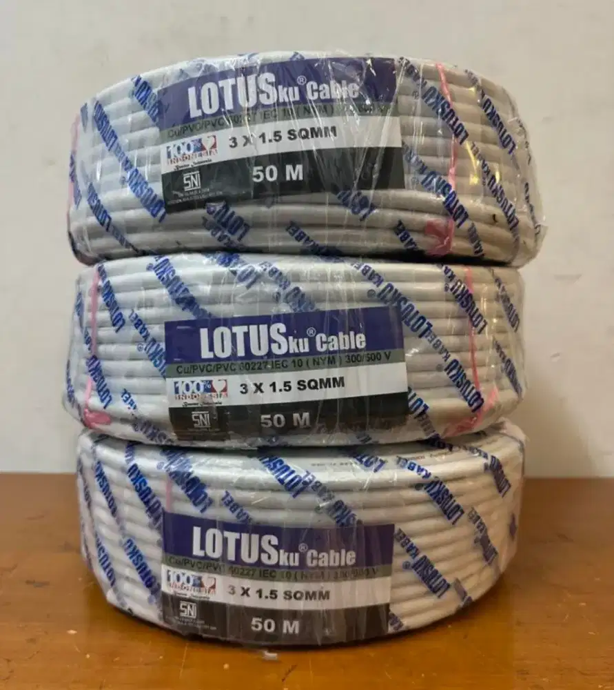Kabel listrik NYM LOTUSku 3x1.5 50 Yard SNI