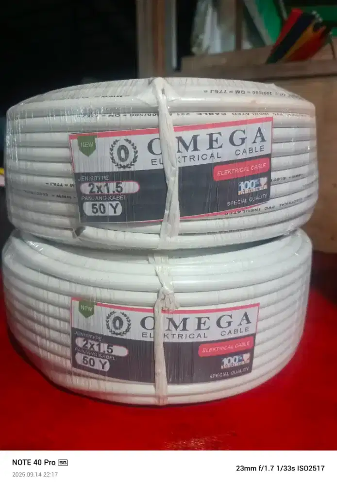 Kabel listrik audio NYM Omega 2X1.5 50 yard Non SNI